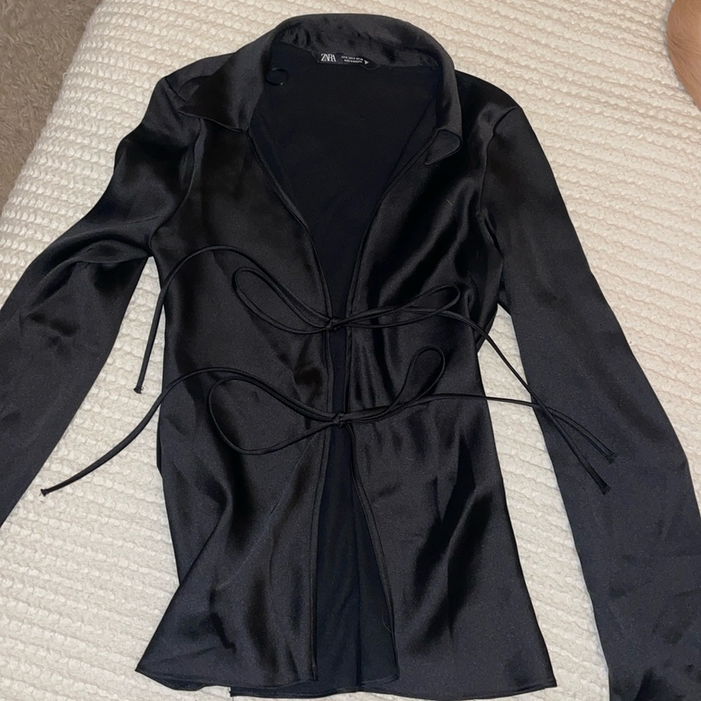 Zara Open Front Double Tie Top